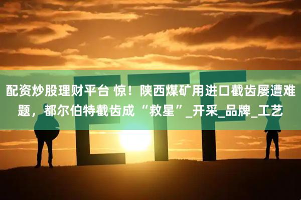 配资炒股理财平台 惊!陕西煤矿用进口截齿屡遭难题,都尔伯特截齿成 “救星”_开采_品牌_工艺